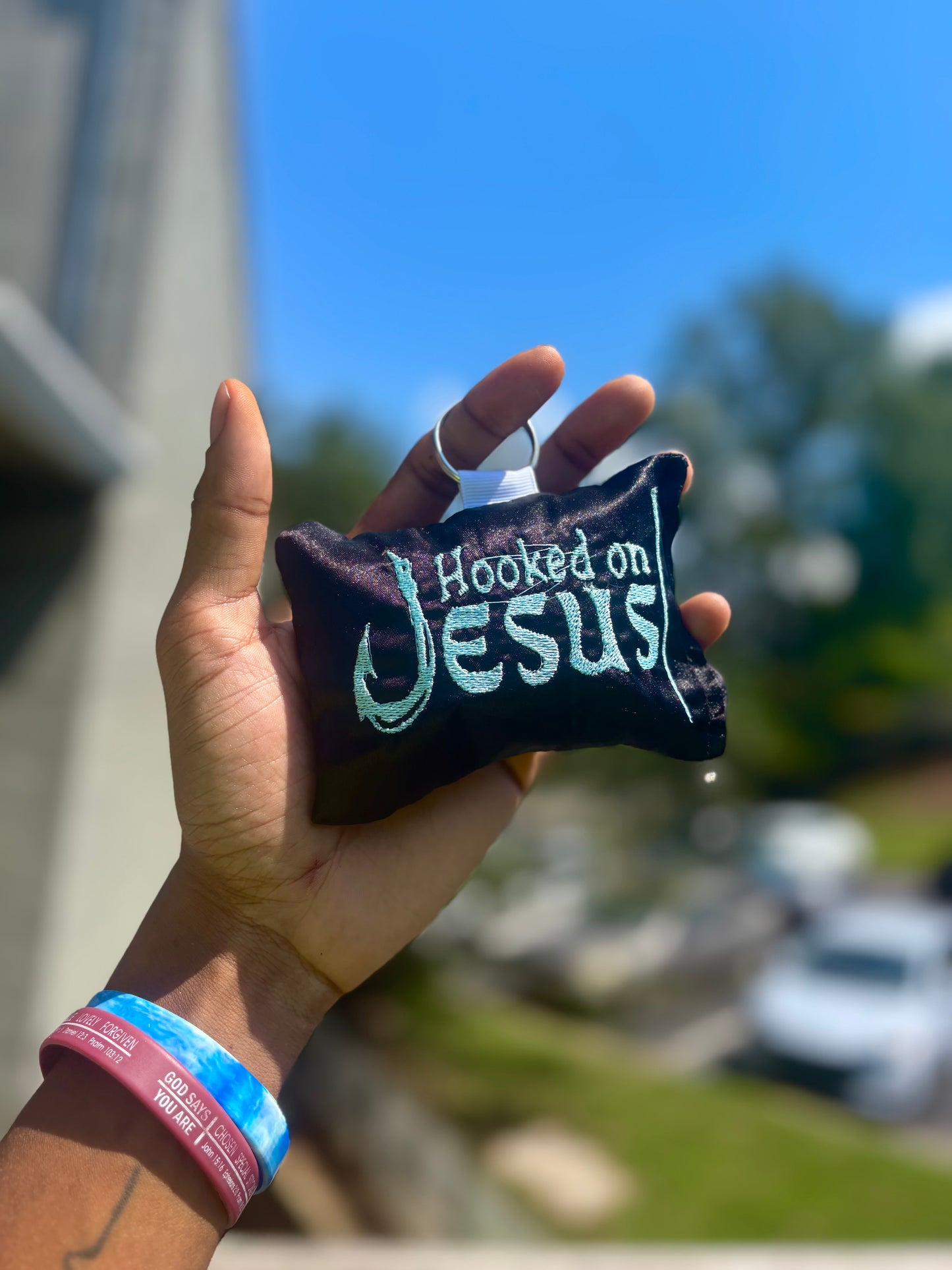 Hooked On Jesus Pillow Keychain 🔑